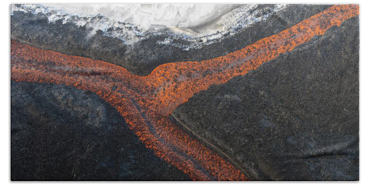 Feb0514 Bath Towel featuring the photograph Lava Flow Tolbachik Volcano Kamchatka by Sergey Gorshkov