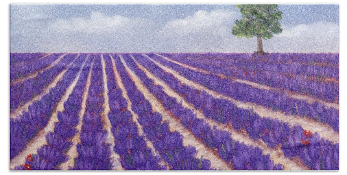 Season Bath Sheet featuring the painting Lavender Season by Anastasiya Malakhova