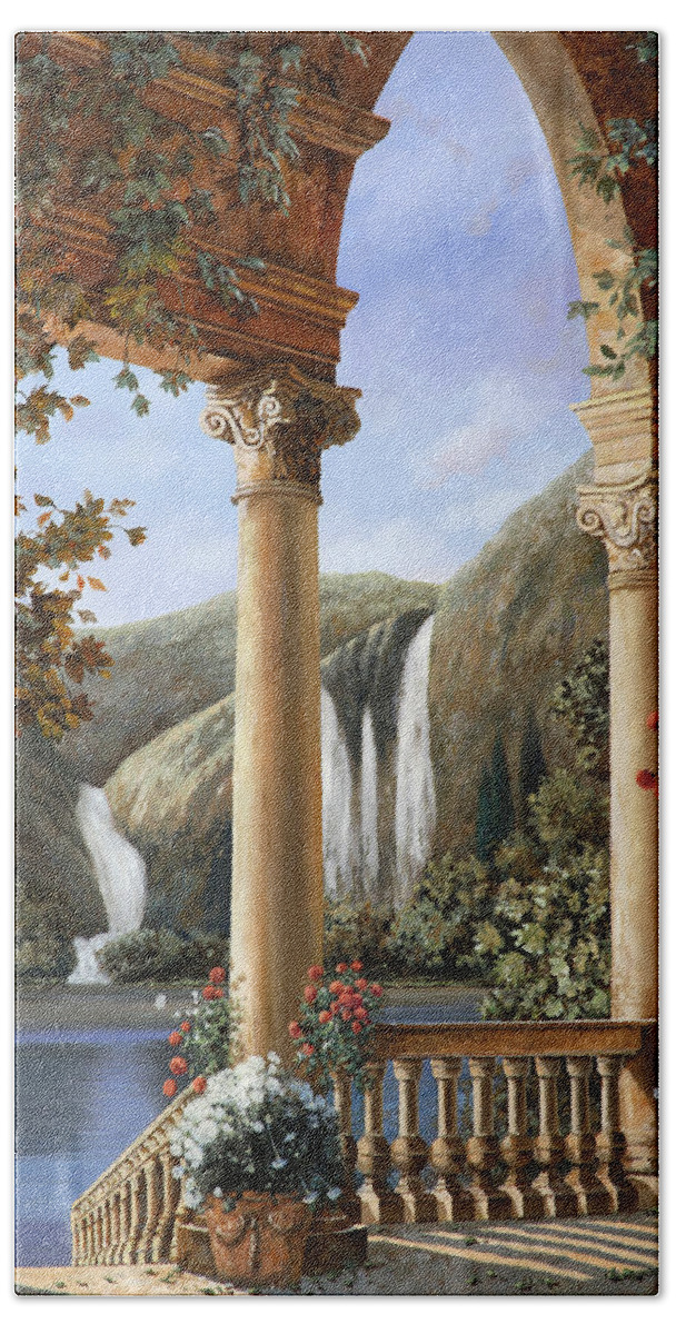 Water Fall Hand Towel featuring the painting Le Cascate by Guido Borelli