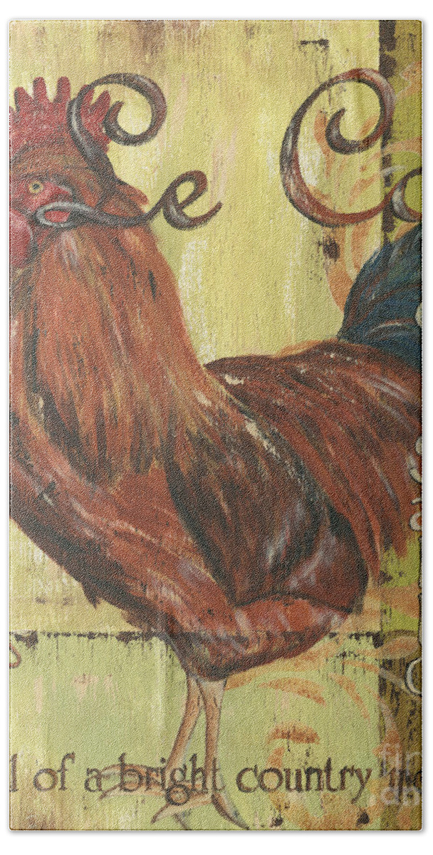 Rooster Hand Towel featuring the painting Le Coq by Debbie DeWitt