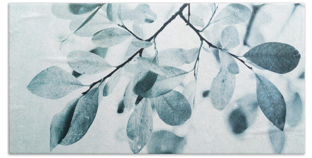 Foliage Bath Sheet featuring the photograph Leaves In Dusty Blue by Priska Wettstein