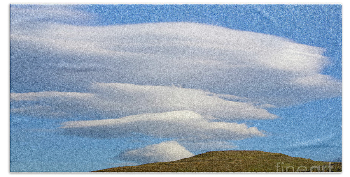 00346037 Bath Towel featuring the photograph Lenticular Clouds Over Torres Del Paine by Yva Momatiuk John Eastcott