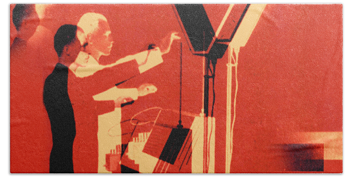 Theremin Hand Towel featuring the digital art Leon Theremin by Jean luc Comperat