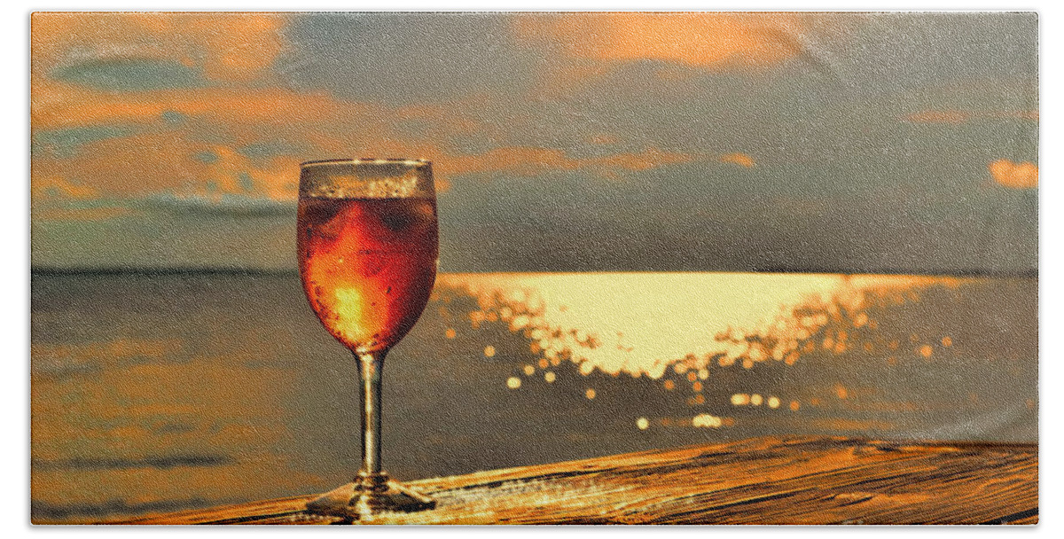 Tropical Sunset Hand Towel featuring the photograph Let's Share A Glass Of Sunset by Olga Hamilton