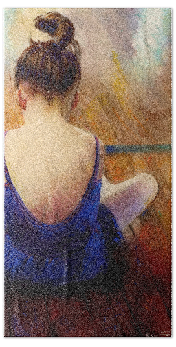 Ballet Hand Towel featuring the painting LG by Andrew King