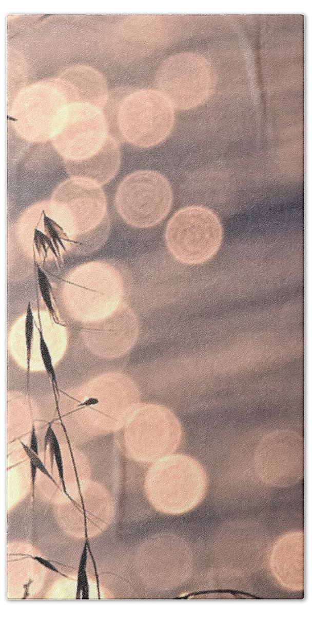 Light Bath Towel featuring the photograph Light bubbles and grass 3 by Jocelyn Kahawai