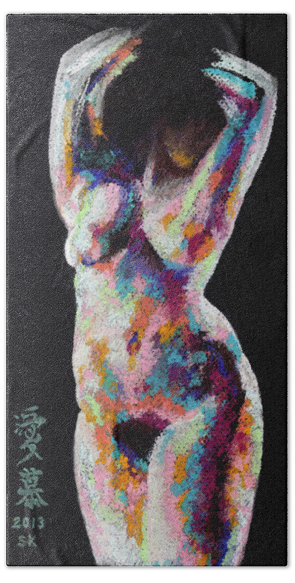 Female Nude Bath Towel featuring the pastel Light Dancer by Scott Kirkman