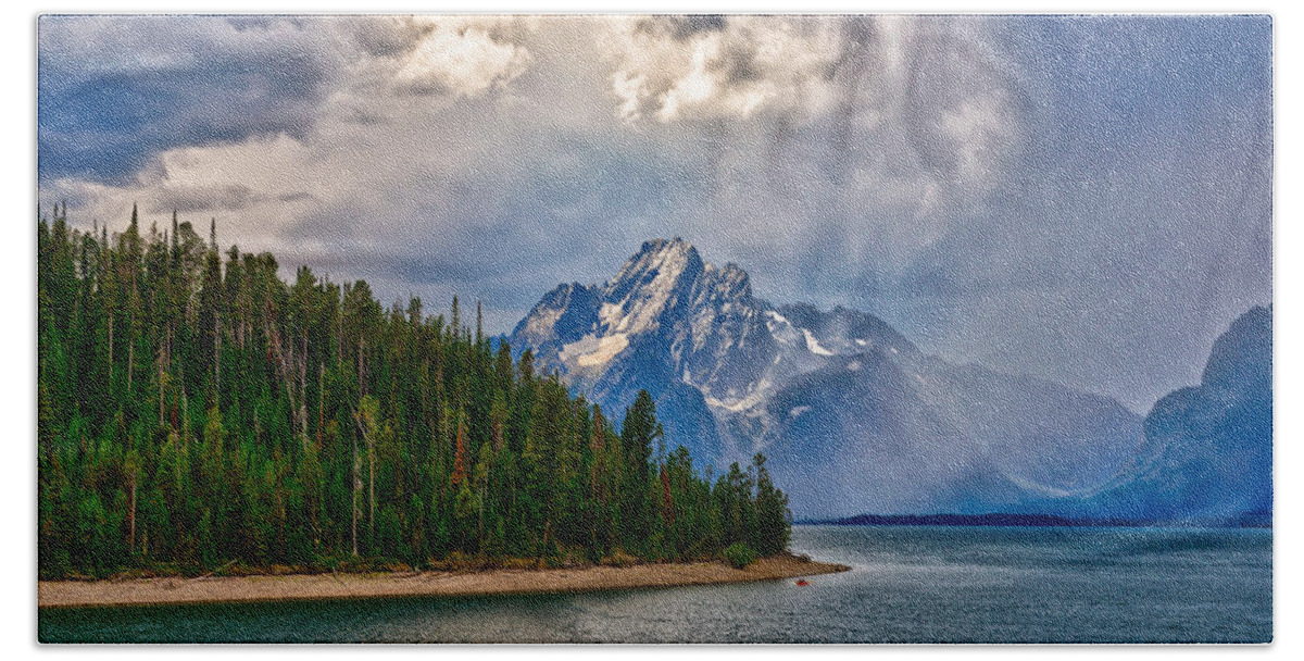 Grand Teton National Park Bath Towel featuring the photograph Light on Moran by Greg Norrell