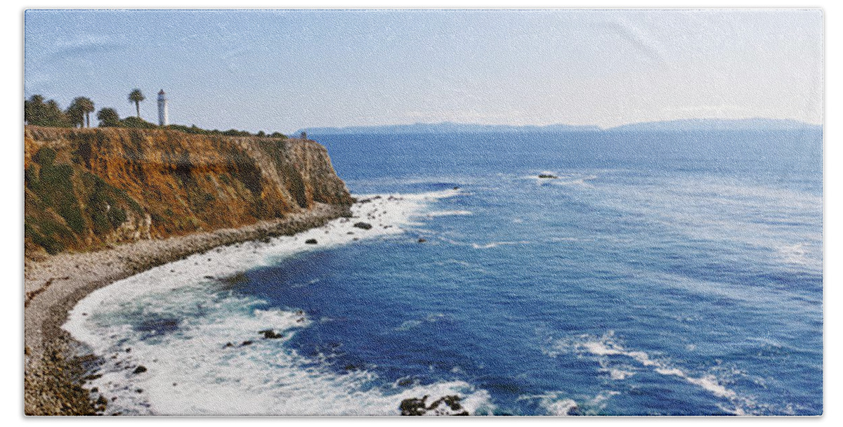 Photography Bath Towel featuring the photograph Lighthouse At A Coast, Point Vicente by Panoramic Images