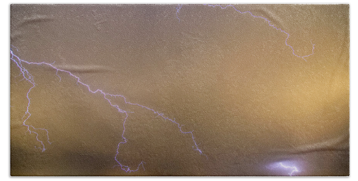 Lightning Bath Towel featuring the photograph Lightning Thunderstorm the BIG and the Small by James BO Insogna