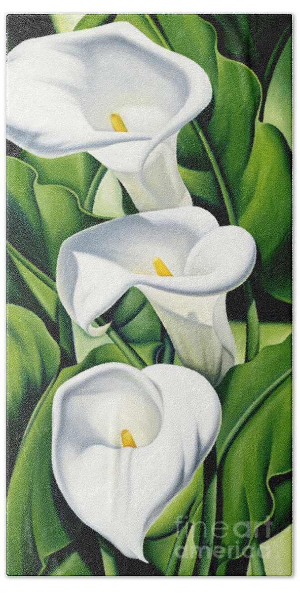 Lilies Hand Towel featuring the painting Lilies by Catherine Abel by Catherine Abel