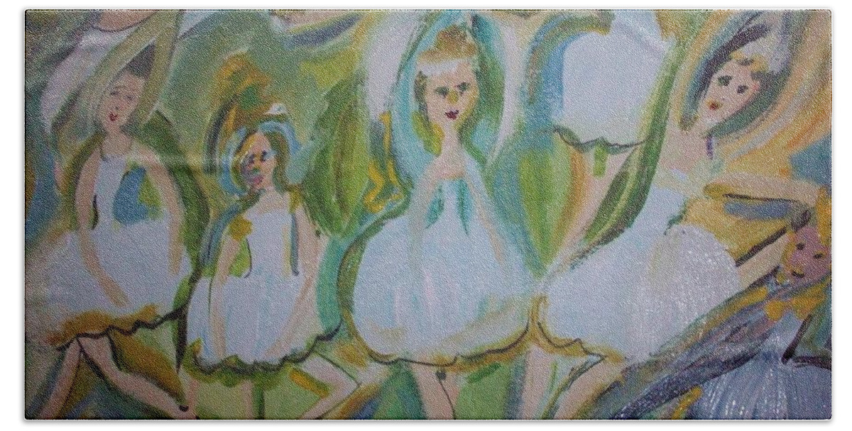 Ballet Hand Towel featuring the painting Lily allegro ballet by Judith Desrosiers