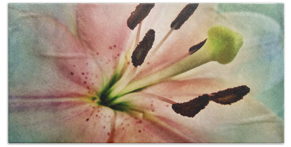 Lily Bath Towel featuring the photograph Lily Flower Macro by Marianna Mills