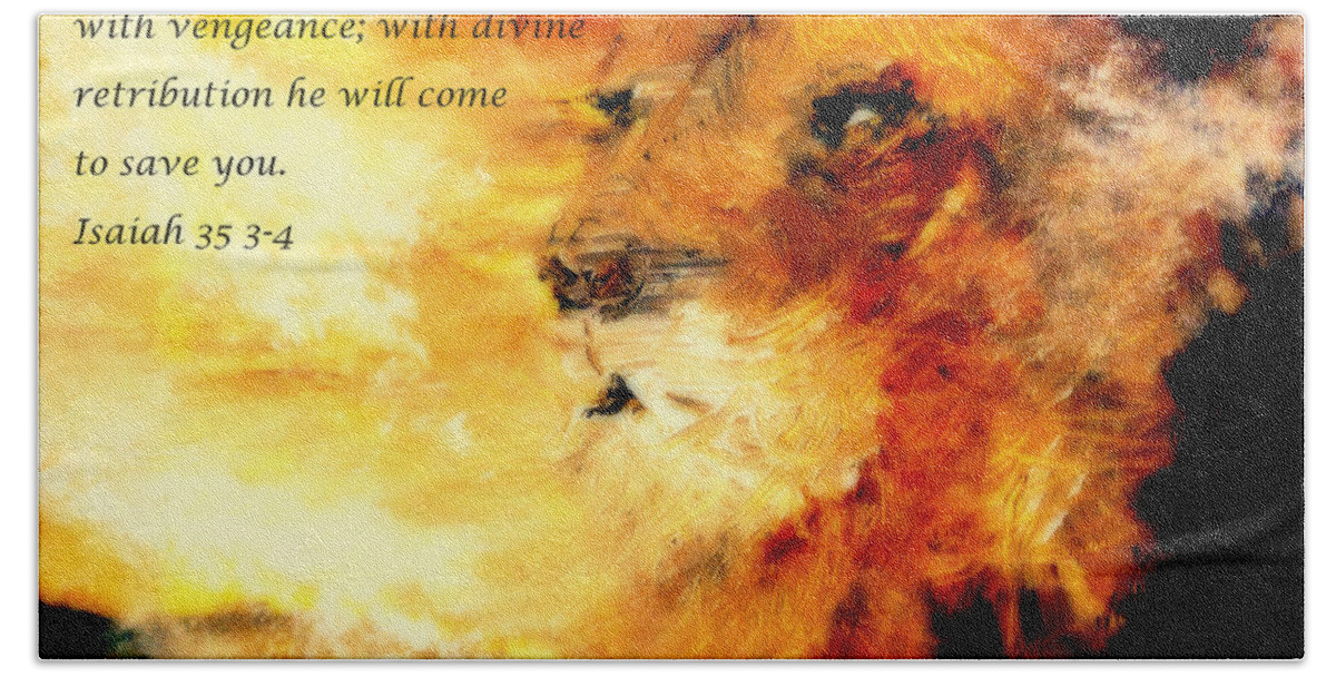 Lion Of Judah Bath Towel featuring the painting Lion of Judah Courage by Amanda Dinan