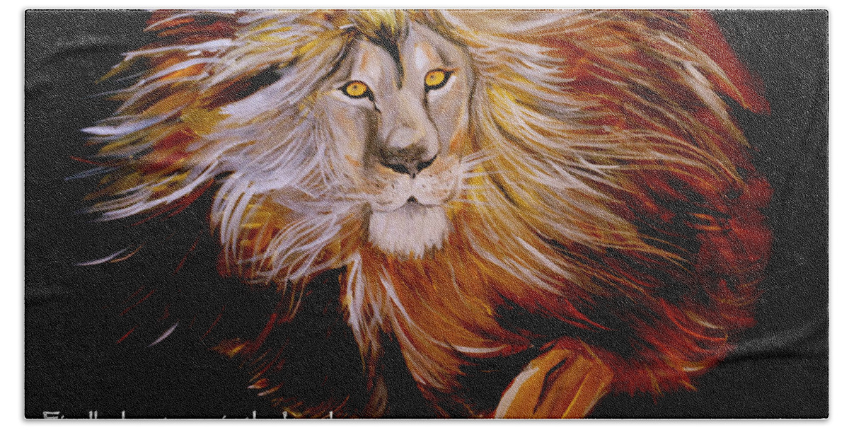 Lion Of Judah Bath Towel featuring the painting Lion of Judah Strength by Amanda Dinan