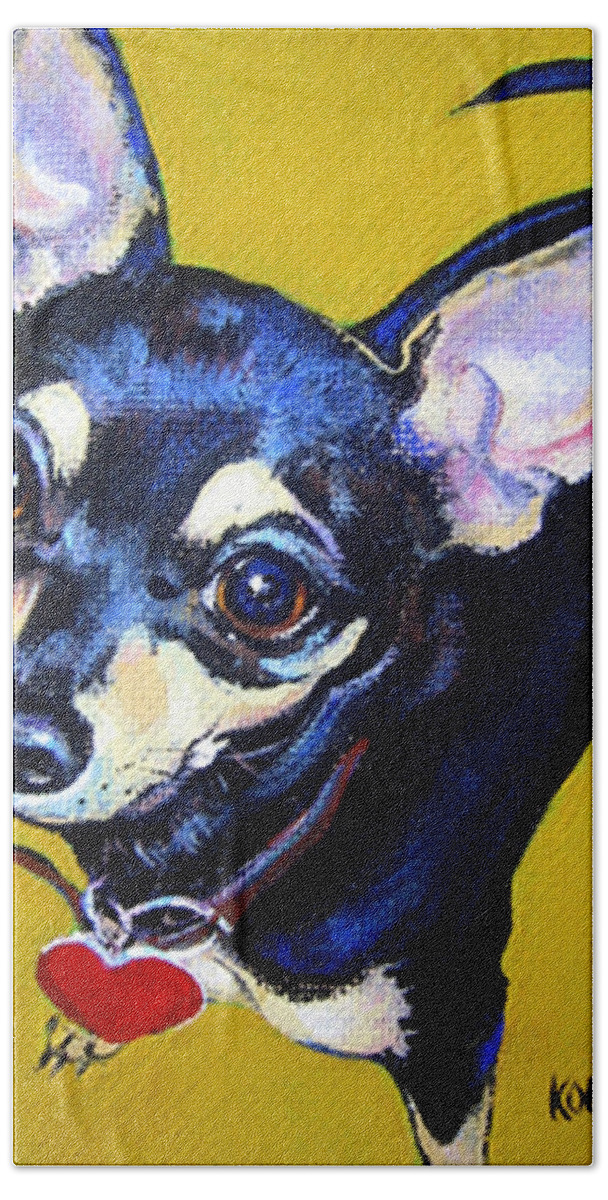 Chihuahua Bath Towel featuring the painting Little Bitty Chihuahua by Rebecca Korpita