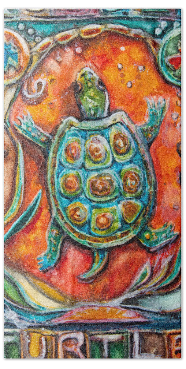 Art Hand Towel featuring the mixed media Little Brother Turtle II by Patricia Allingham Carlson