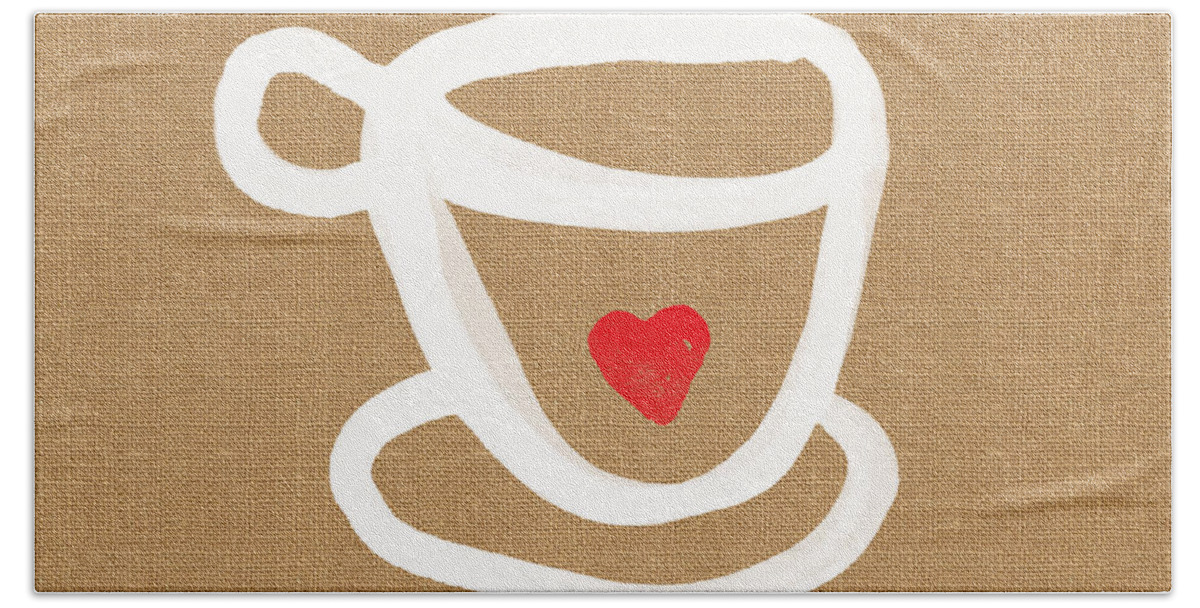 Teacup Hand Towel featuring the painting Little Cup of Love by Linda Woods