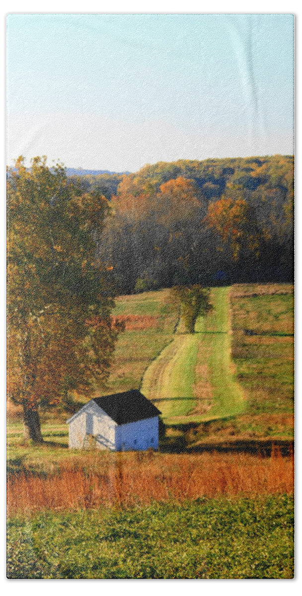 Valley Forge Bath Towel featuring the photograph Little house on the prarie by Michael Porchik