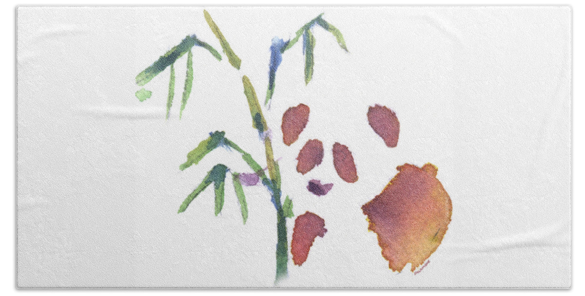 Panda Zoo Animals Colorful Cute Bamboo Hand Towel featuring the painting Little Panda by Brenda Salamone