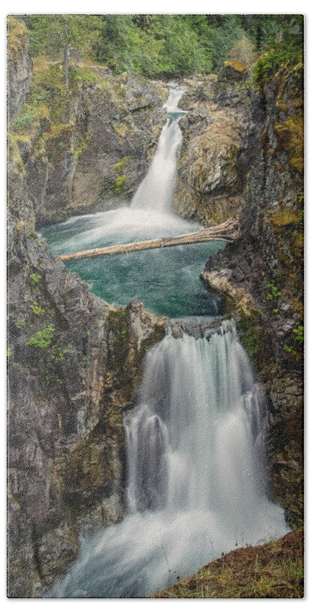 British Columbia Bath Towel featuring the photograph Little Qualicum Falls by Carrie Cole