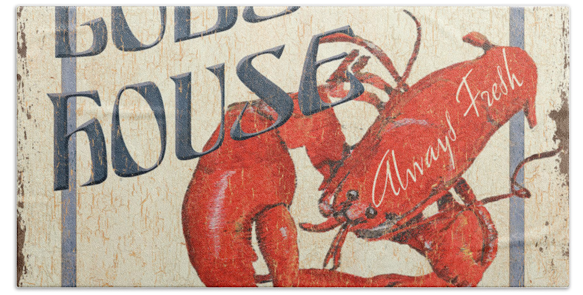 Lobster Hand Towel featuring the painting Lobster House by Debbie DeWitt