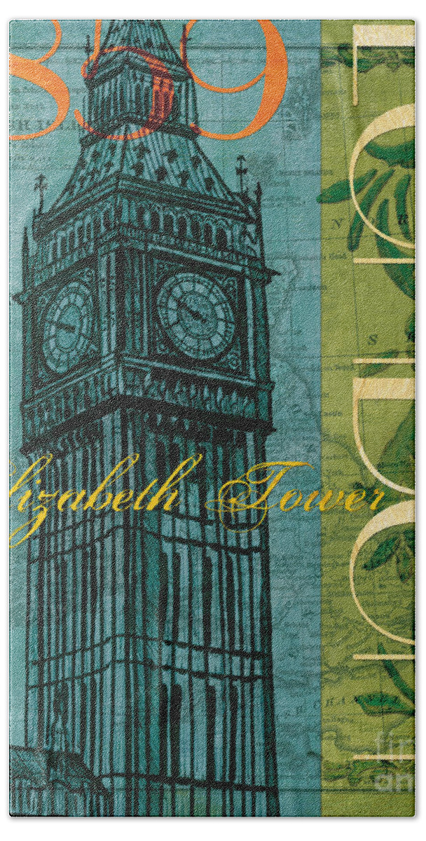 London Bath Towel featuring the painting London 1859 by Debbie DeWitt