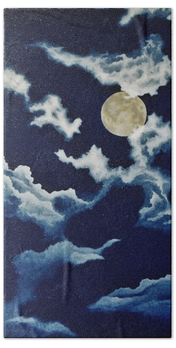 Print Hand Towel featuring the painting Look at the Moon by Katherine Young-Beck
