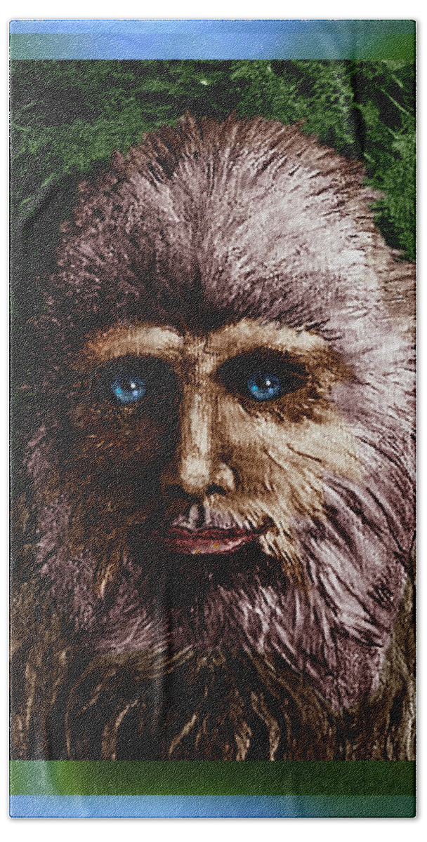 Bigfoot Hand Towel featuring the painting Look Into My Eyes... by Hartmut Jager
