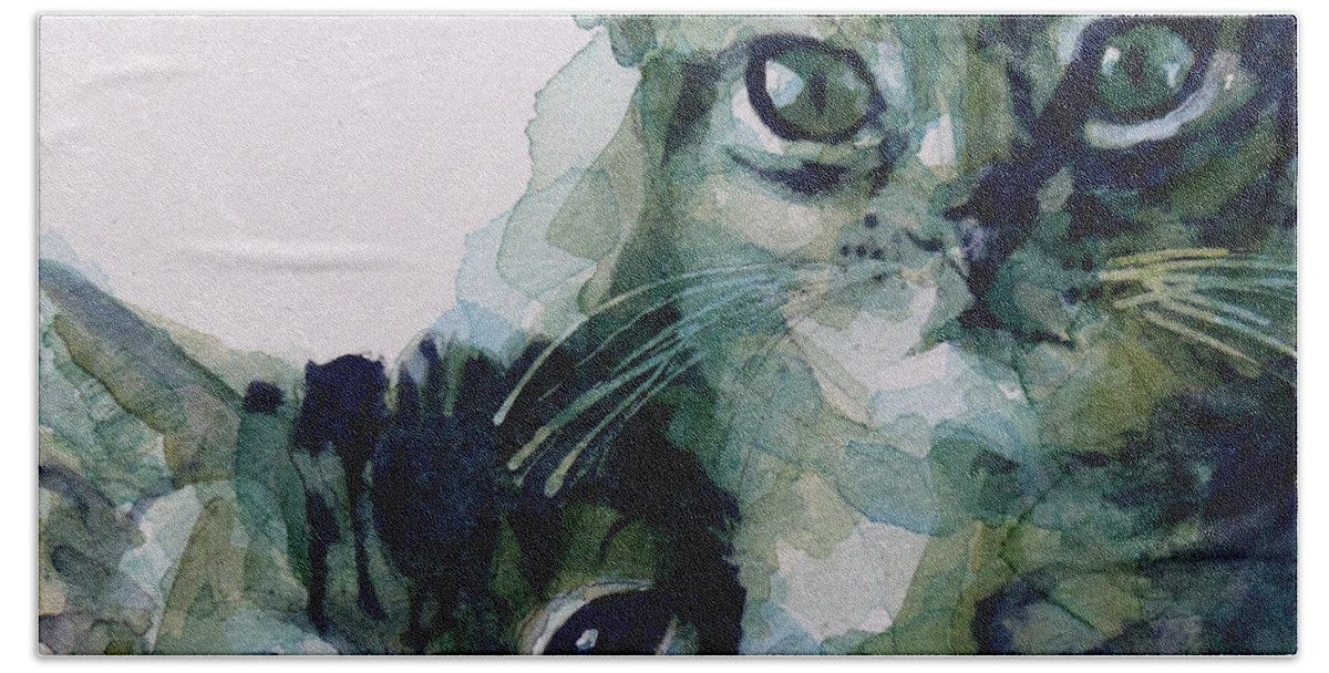 Cats Hand Towel featuring the painting Looking For A Home by Paul Lovering