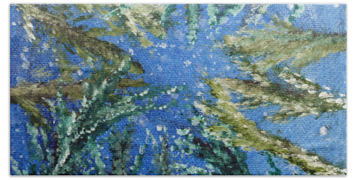 Trees Bath Towel featuring the painting Looking up Through the Trees by Suzanne Surber
