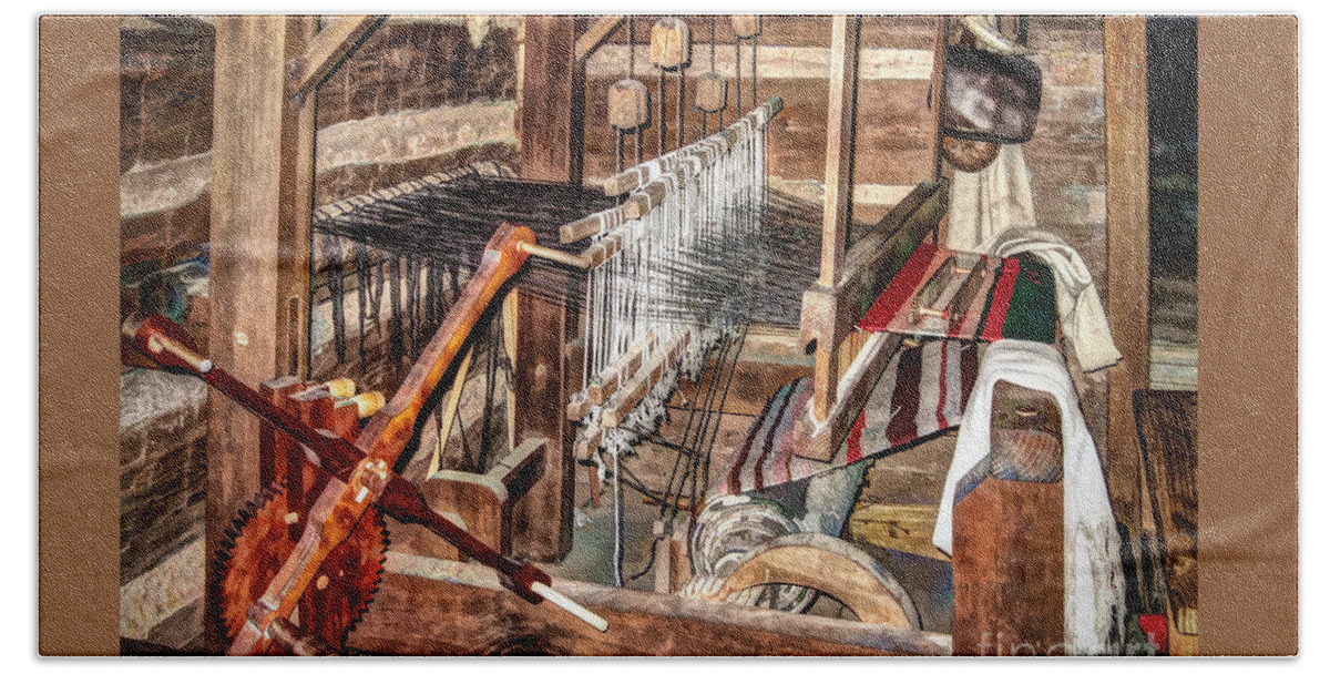 Old Weaving Loom Bath Sheet featuring the photograph Loom by Savannah Gibbs