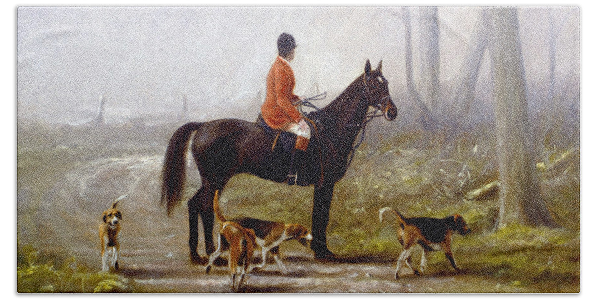 Horse Paintings Hand Towel featuring the painting Losing the scent by John Silver