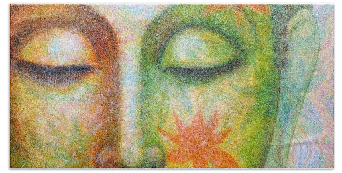 Buddha Hand Towel featuring the painting Lotus Meditation Buddha by Sue Halstenberg