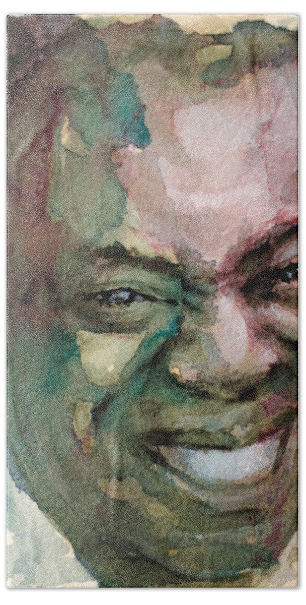 Louis Armstrong Hand Towel featuring the painting Louis Armstrong by Laur Iduc