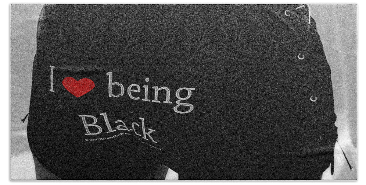 Love Being Black Bath Towel featuring the photograph Love Being Black by Xueling Zou