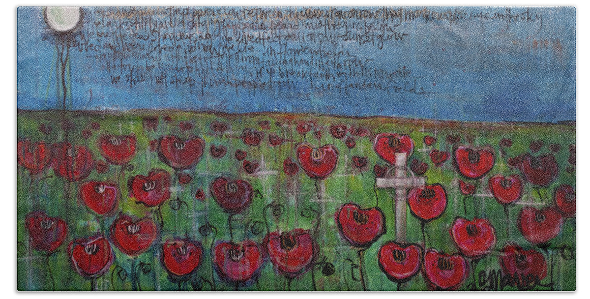 Poppies Bath Towel featuring the painting Love for Flanders Fields Poppies by Laurie Maves ART