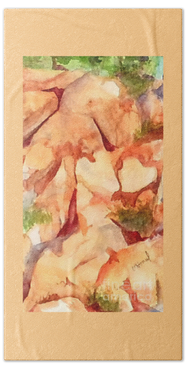 Heart Hand Towel featuring the painting Love in the Rocks by Vicki Housel