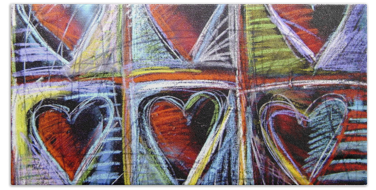 Hearts Bath Towel featuring the painting Love Multiplied by Gerry High