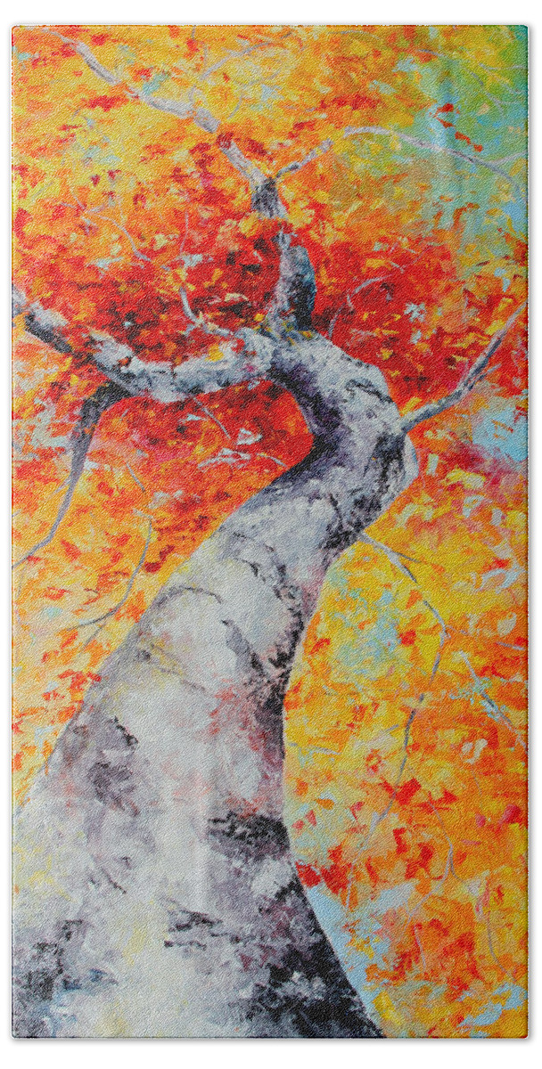 Autumn Hand Towel featuring the painting Love That Rejoices by Meaghan Troup
