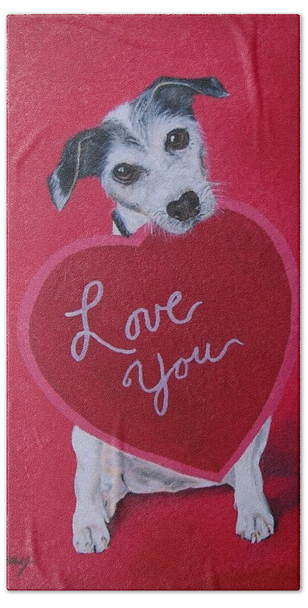  Valentine Hand Towel featuring the painting Love You by Sharon Duguay