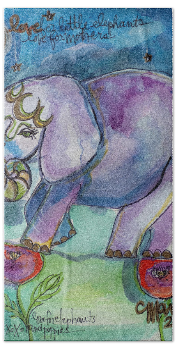 Elephant Bath Towel featuring the painting Lovely Little Elephant2 by Laurie Maves ART