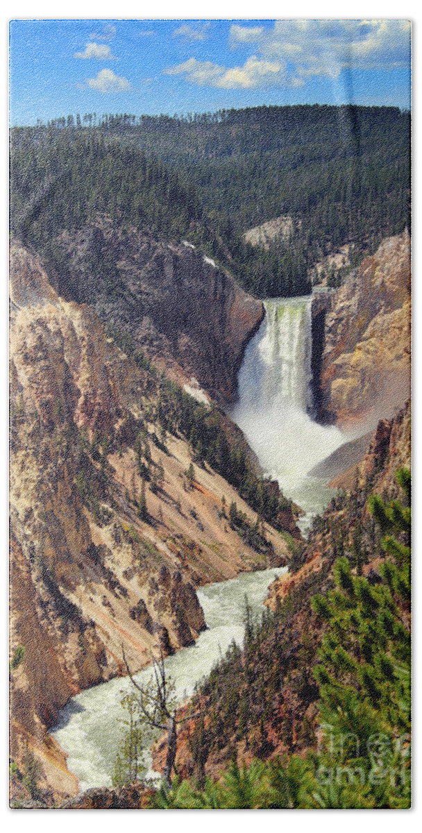 Waterfalls Bath Towel featuring the photograph Lower Falls of Yellowstone by Jemmy Archer