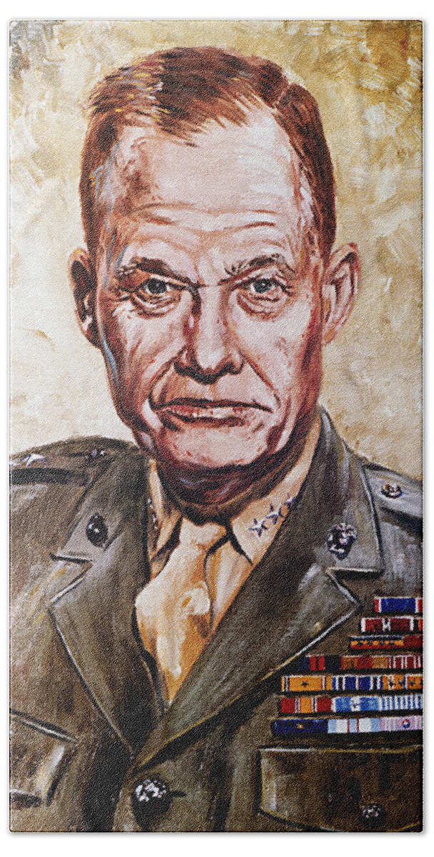 Lt. General Bath Towel featuring the painting Lt Gen Lewis Puller by Mountain Dreams