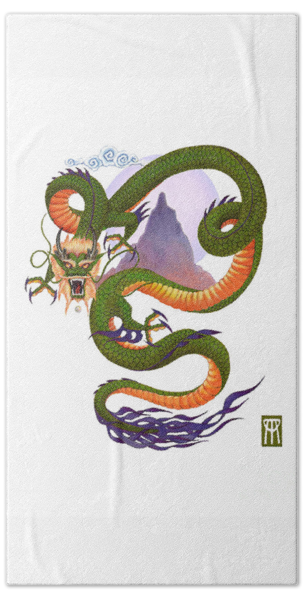 Dragon Hand Towel featuring the digital art Lunar Chinese Dragon Variation by Melissa A Benson