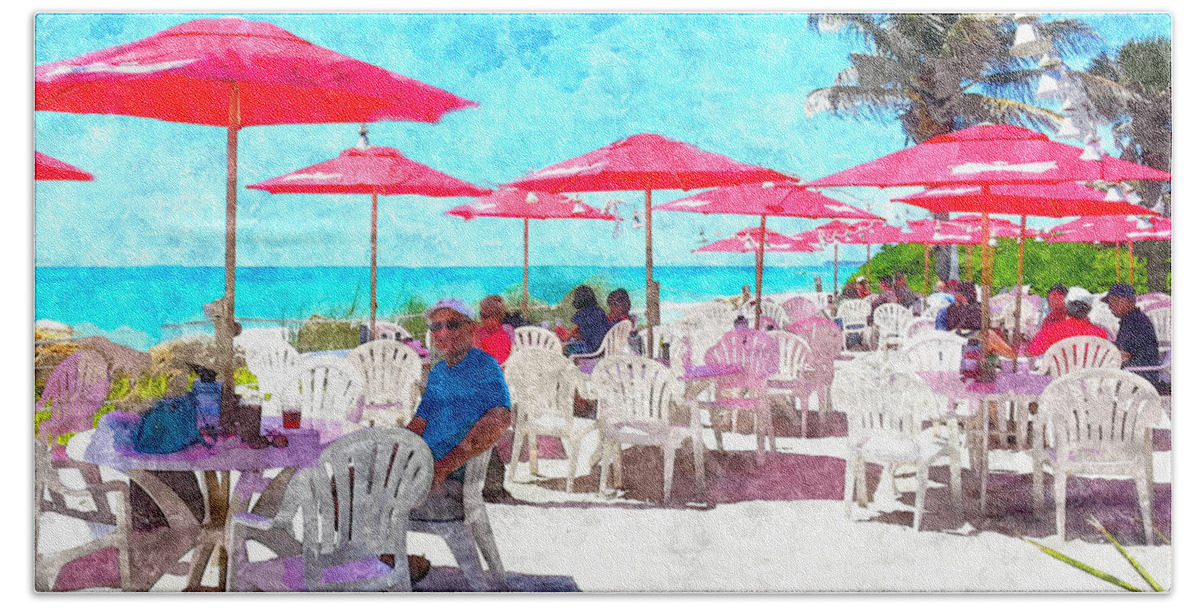 susan Molnar Bath Towel featuring the photograph Lunch with Your Feet in the Sand by Susan Molnar