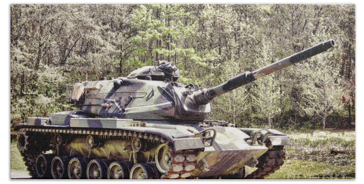 M60 Bath Towel featuring the photograph M60 Patton Tank by Olivier Le Queinec