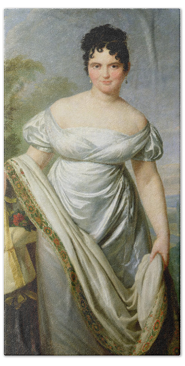 Theresa Bath Towel featuring the photograph Madame Tallien 1773-1835 Oil On Canvas by Jacques Louis David