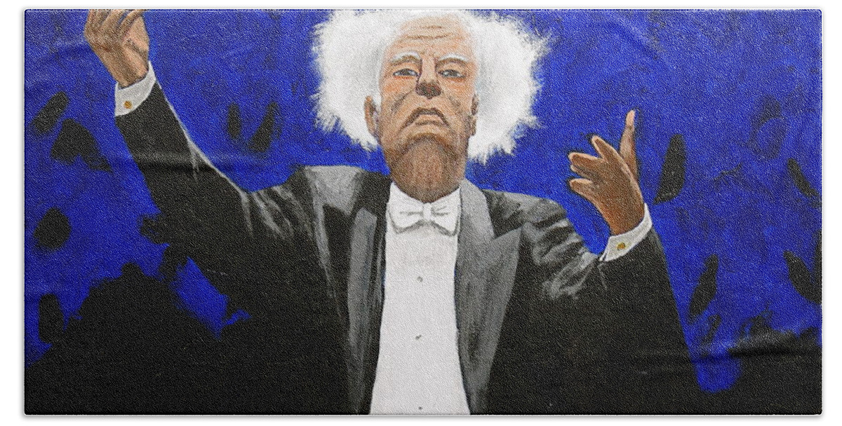 Orchestra Conductor Bath Towel featuring the painting Maestro by J Loren Reedy
