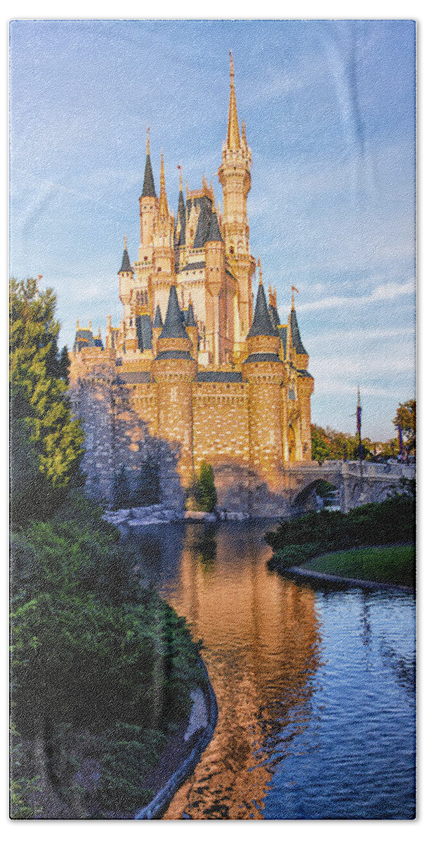 Castle Bath Towel featuring the photograph Magic Kingdom Castle by Bill and Linda Tiepelman
